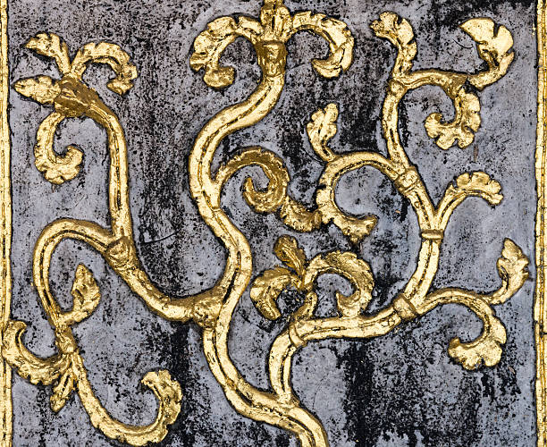 istock Golden floral stucco. 598152516