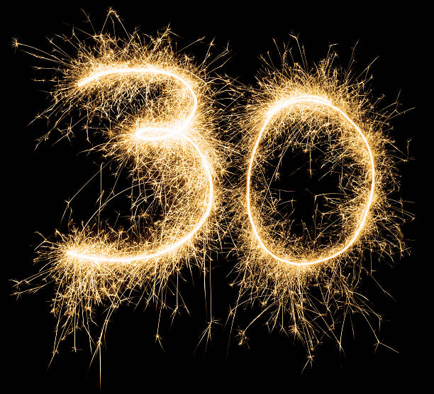 istock Sparkling golden celebration number thirty 30th birthday 598152676