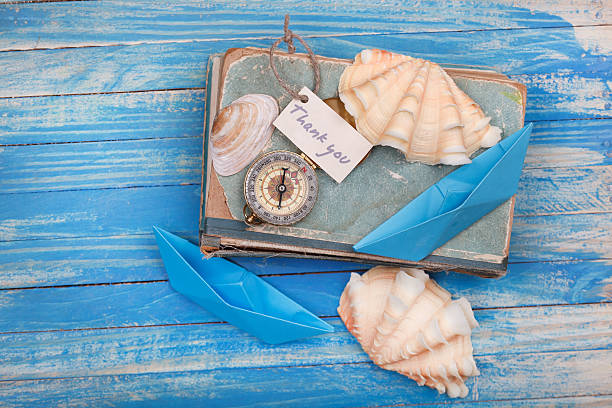 istock Sign Thank You and Compass on old book 598152924