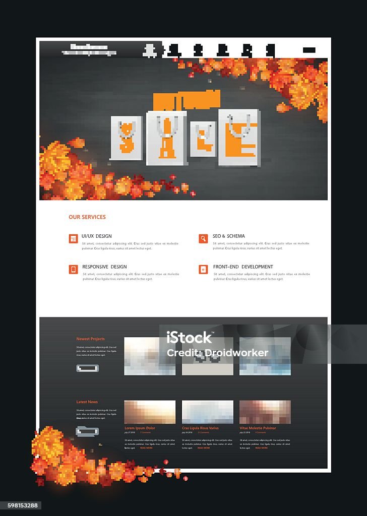 Fall Theme Website Autumn Theme Website Template Professional Vector Design Stock ...
