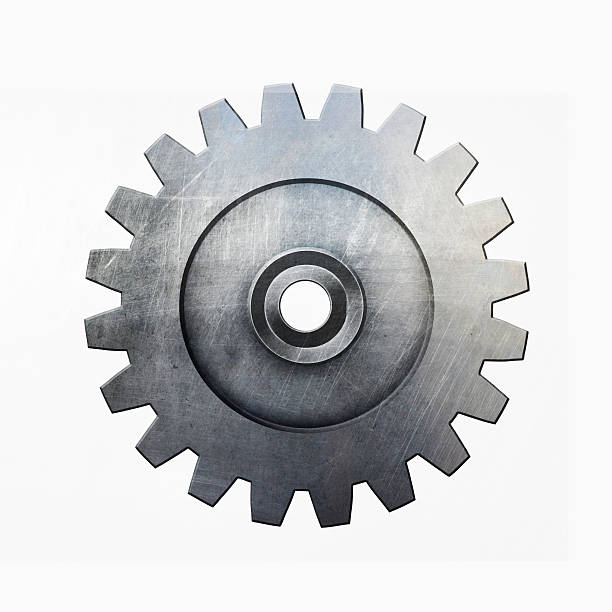 istock metal gear on isolated white background. 598153394