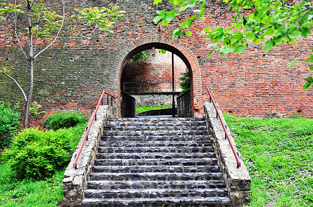 Stairs to the medieval surrounding wall in Sibiu, Romania