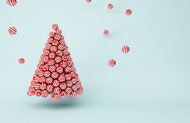 rote streifen kugeln weihnachtsbaum - christmas tree bead humor stock-fotos und bilder