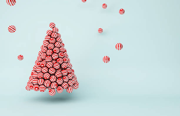 red stripes balls christmas tree - christmas tree bead humor imagens e fotografias de stock