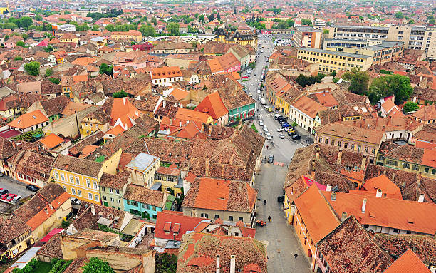 istock Old roofs of Sibiu city centre 598154132