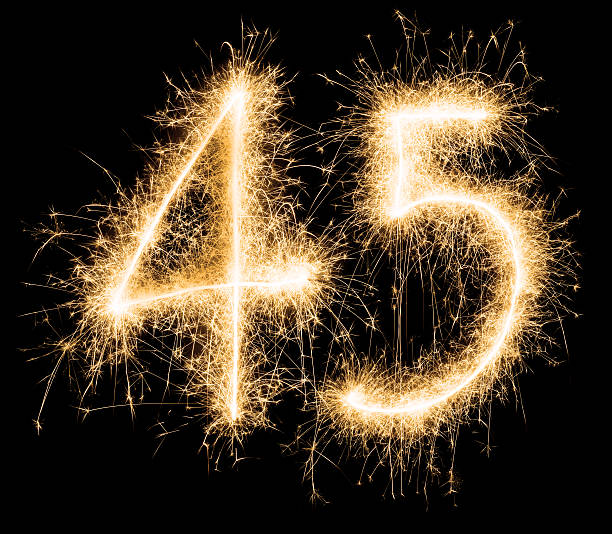 istock Sparkling golden celebration number fourtyfive 45th birthday 598154370
