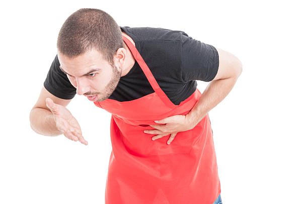 istock Young supermarket seller feeling nausea 598154474