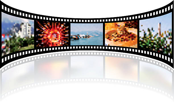 filmstreifen mit reflexion auf weiß - entfernen fotos stock-grafiken, -clipart, -cartoons und -symbole