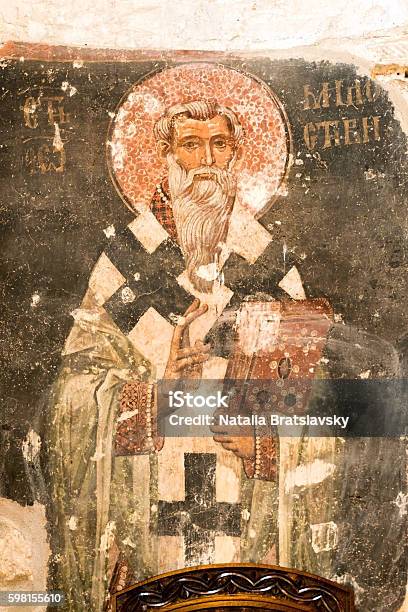 Fresco In The Oldest Serbian Church Stock Photo - Download Image Now - Apostle - Worshipper, Fresco, Ancient
