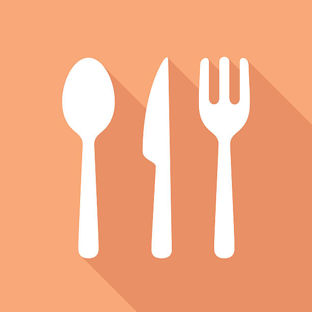Cutlery Icon White Vector illustration of silverware. clip art of a forks stock illustrations