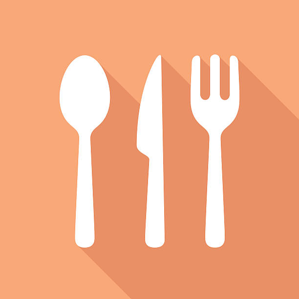 Cutlery Icon White Vector illustration of silverware. fork knife stock illustrations