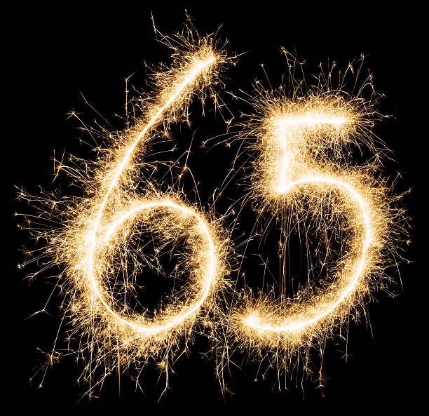 istock Sparkling golden celebration number sixtyfive 65th birthday 598156592