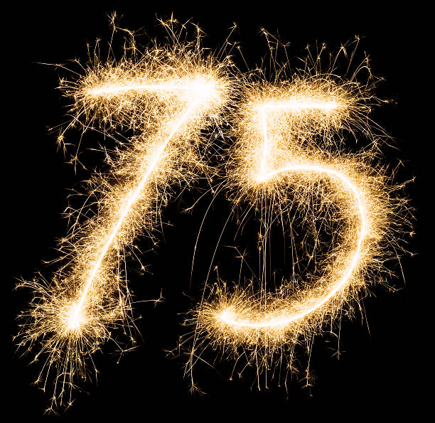 istock Sparkling golden celebration number seventyfive 75th birthday 598157586