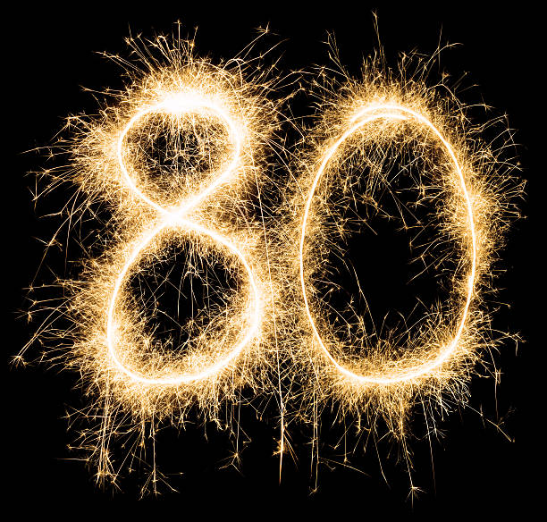 istock Sparkling golden celebration number eighty 80th birthday 598158184