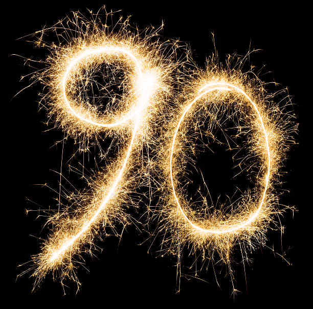 istock Sparkling golden celebration number ninety 90th birthday 598159240