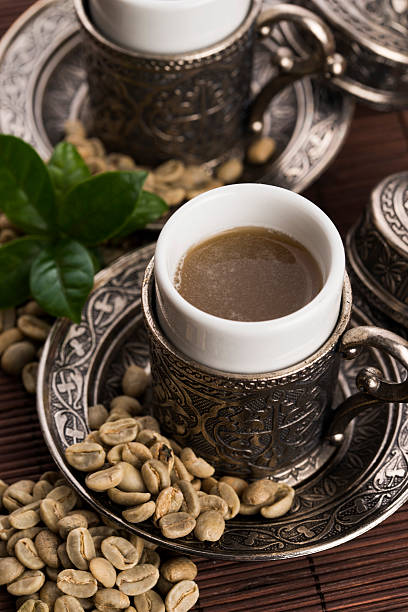 istock Green coffee. drink and beans 598160590