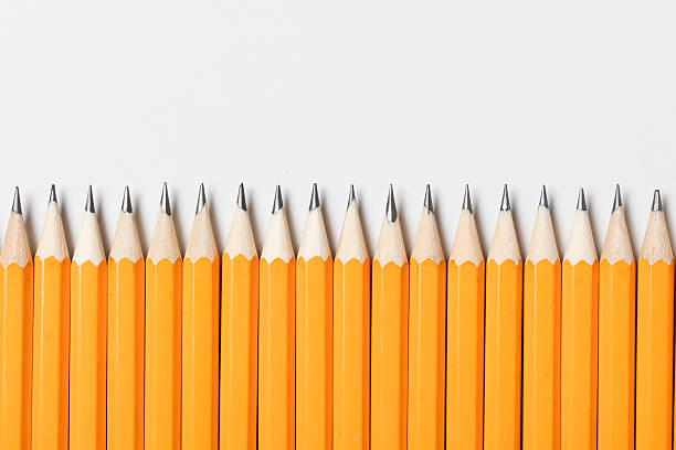 istock Group of pencils in a row 598160788