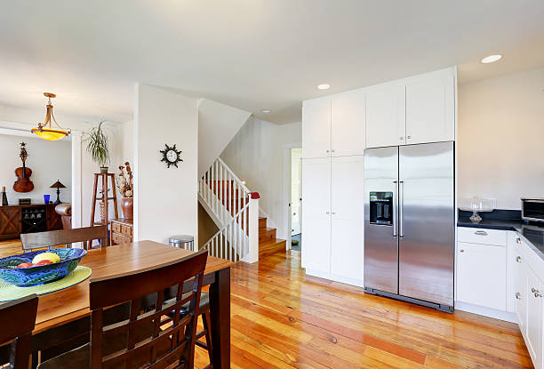 istock Design of kitchen room with white storage combination 598161752
