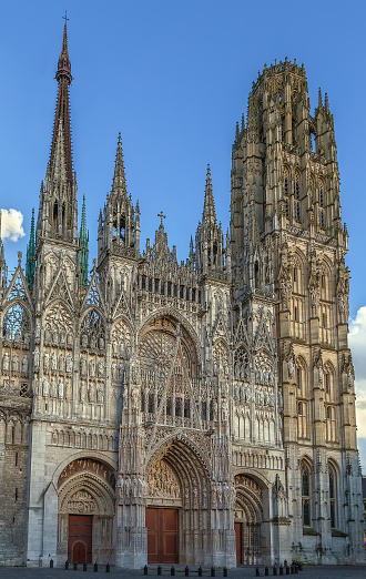 Rouen Cathedral is a Roman Catholic Gothic cathedral in Rouen, Normandy, France. Main facade
