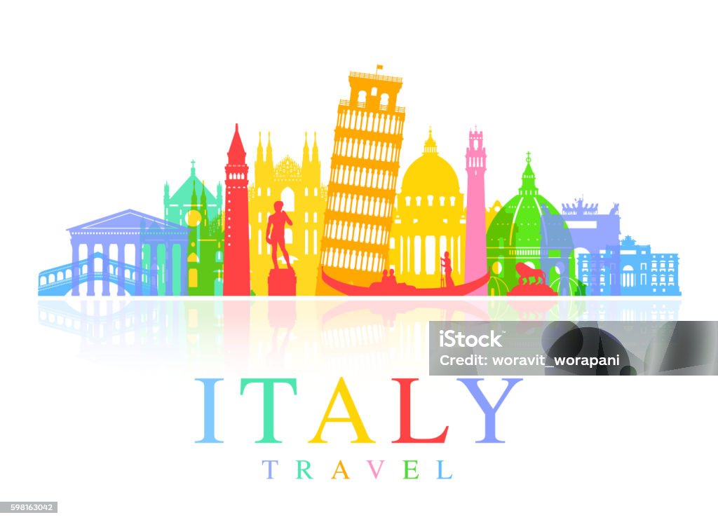 Italia Travel Landmarks Vector - arte vectorial de Italia libre de derechos