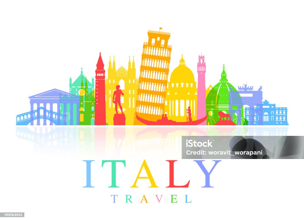 Vettore punti di riferimento di viaggio in Italia - arte vettoriale royalty-free di Italia