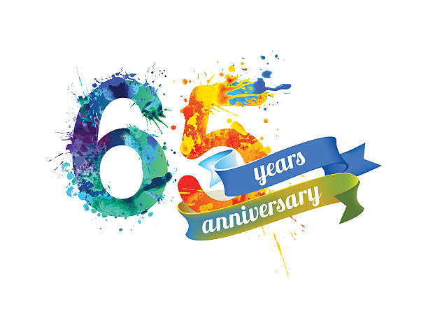 sixty five years anniversary - 65 69 years stock illustrations