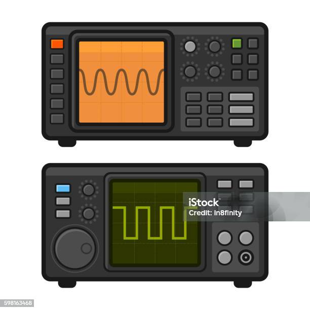 Vector Graphics Oscilloscope Digital Oscilloscope Set Vector Stock Illustration - Download Image Now ...