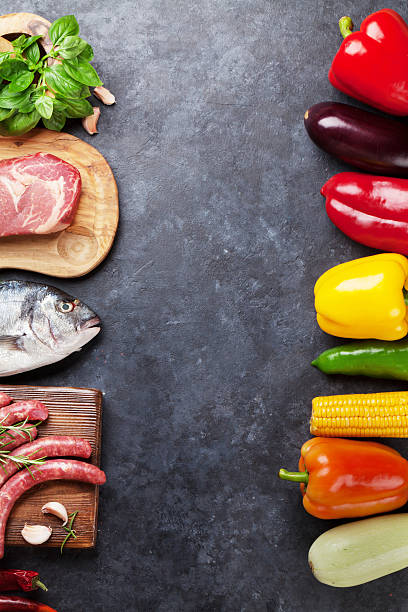 istock Vegetables, fish and meat cooking 598164184