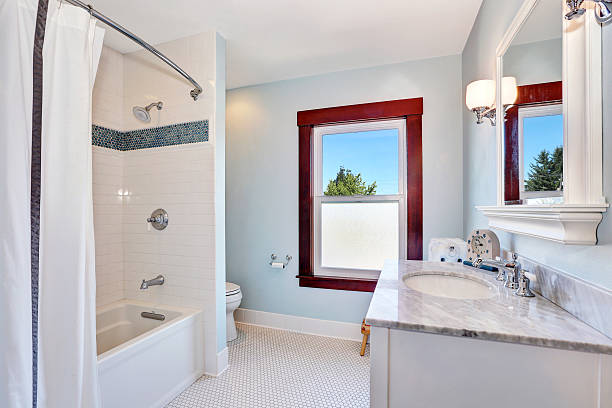 istock Lovely bathroom interior with single sink vanity and marble top 598165342