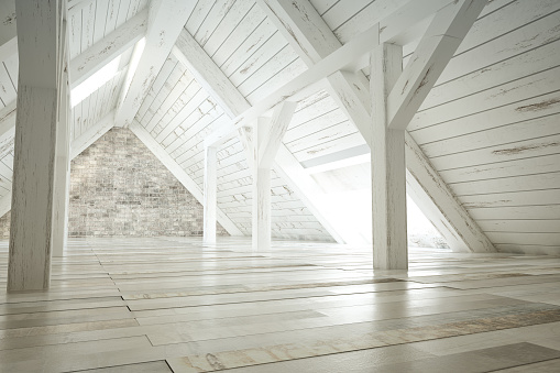 Wooden attic without furniture
