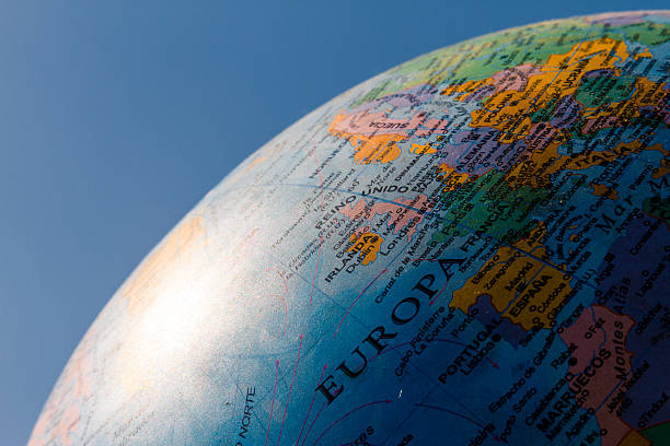 istock Globe with political division illuminated with sunlight and blue 598167784