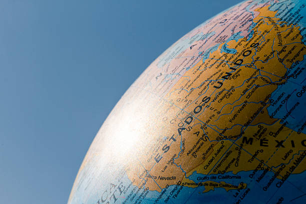 istock Globe with political division illuminated with sunlight and blue 598168376