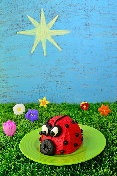 Red Ladybug Cupcake stock photo