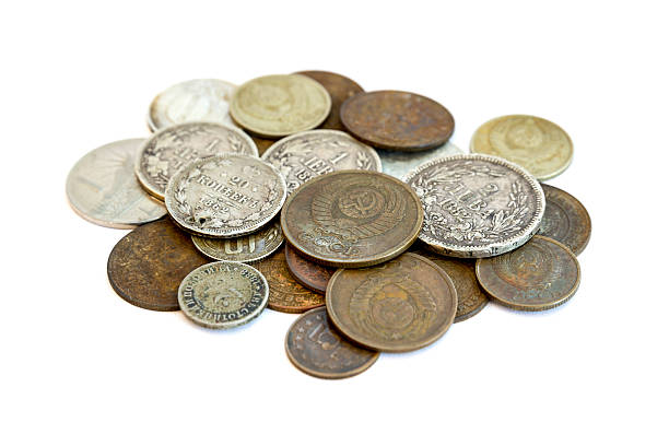 istock Old expired coins. USSR coins and silver coins 598178788