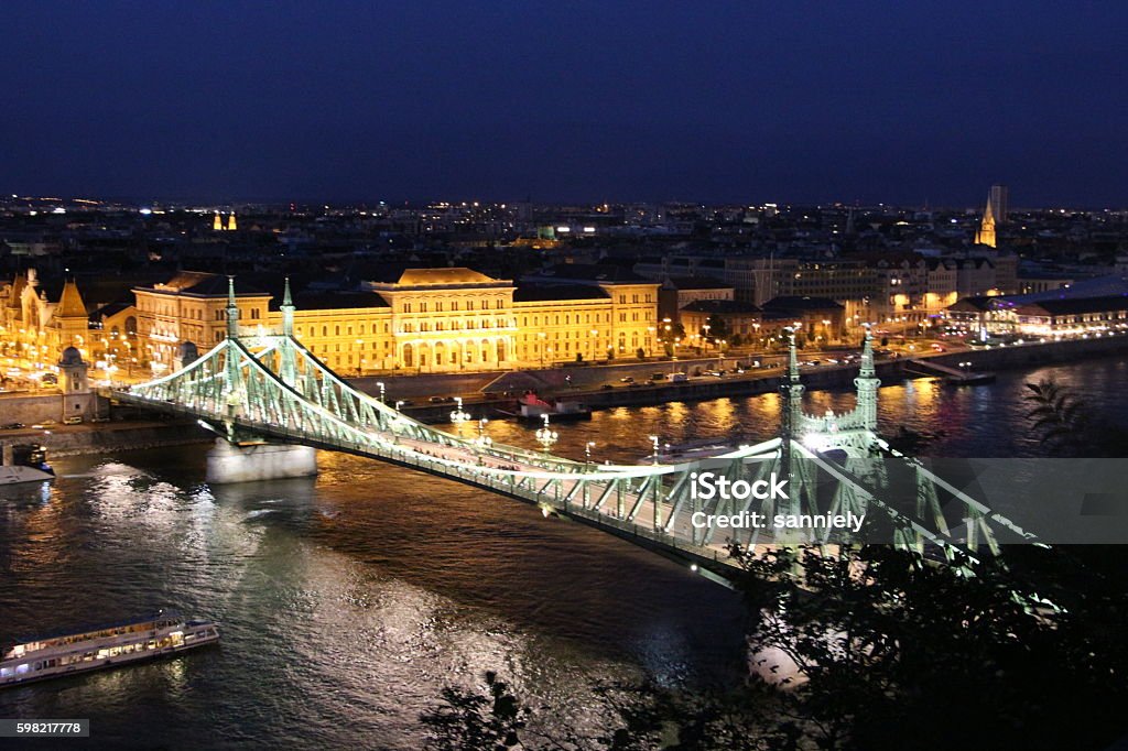 budapeste - panorama e ponte da liberdade - Foto de stock de Arquitetura royalty-free