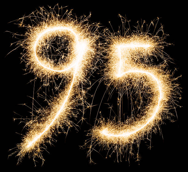 istock Sparkling golden celebration number ninetyfive 95th birthday 598217844