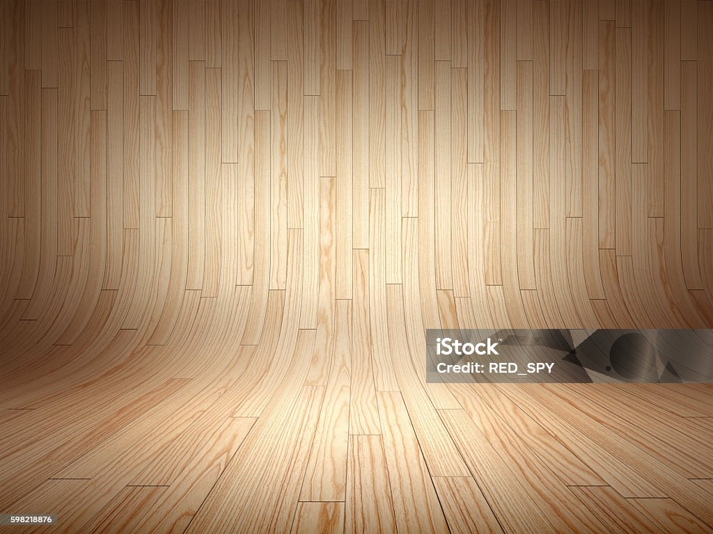 Curved wooden background Bended wood wall made of curved planks Wood - Material Stock Photo