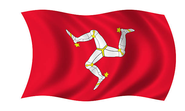 istock waving isle of man flag in wind 598219218