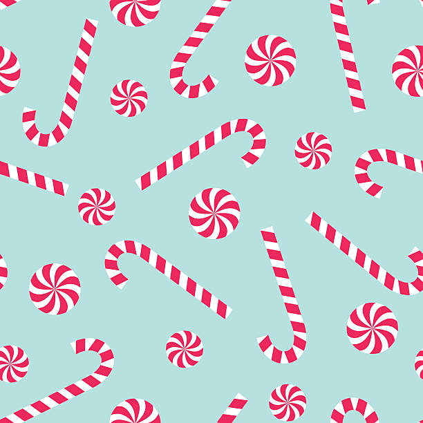 illustrazioni stock, clip art, cartoni animati e icone di tendenza di canna da zucchero e lecca-lecca senza cuciture modello natalizio - christmas backgrounds swirl green