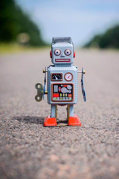 istock Retro robot on the road 598225494