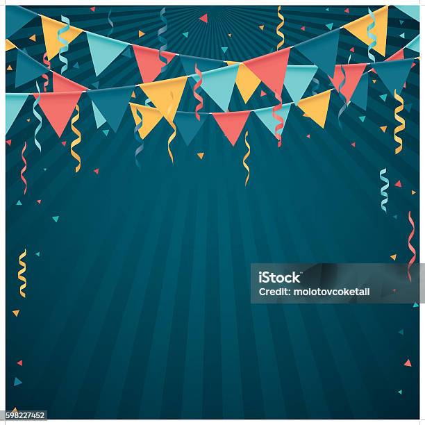 Confetti And Flag Line Stock Illustration - Download Image Now - Celebration, Backgrounds, Party - Social Event