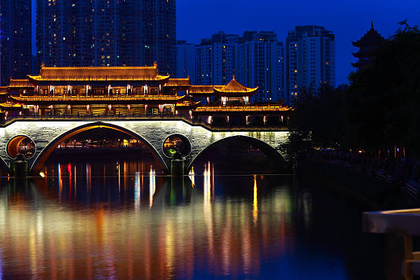 istock Chinese ancient bridge architecture of Night 598227832