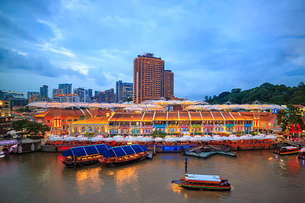 Clarke Quay in downtown Singapore  at night