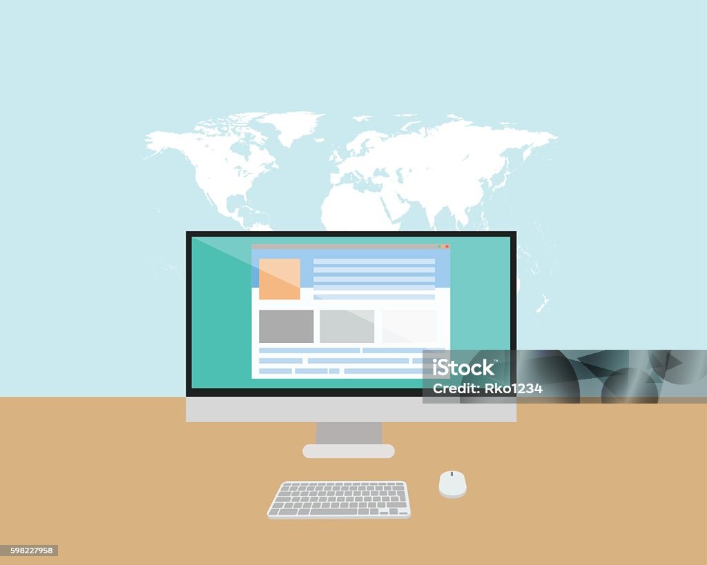 Workspace Stock Illustration - Download Image Now - Abstract, Computer ...