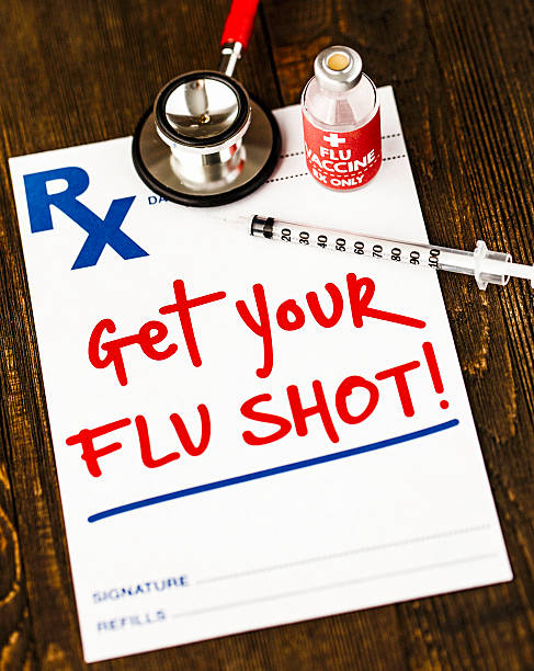 istock Prescription form with reminder to get a flu shot 598229114