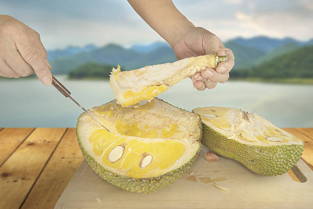istock Removing inedible core out of Jackfruit 598230082