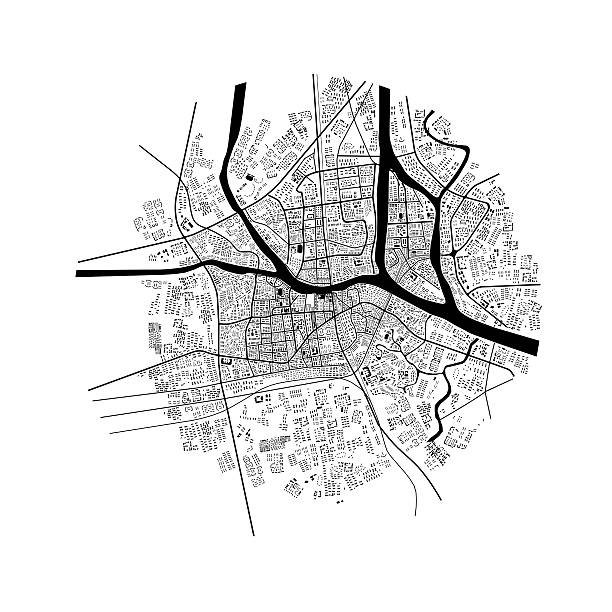 3d illustration of city topographic map
