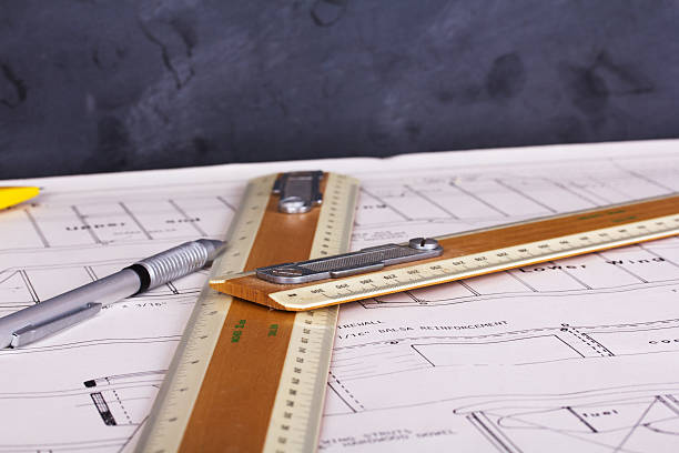 istock Drawing equipment on plans for making a model aircraft 598232160