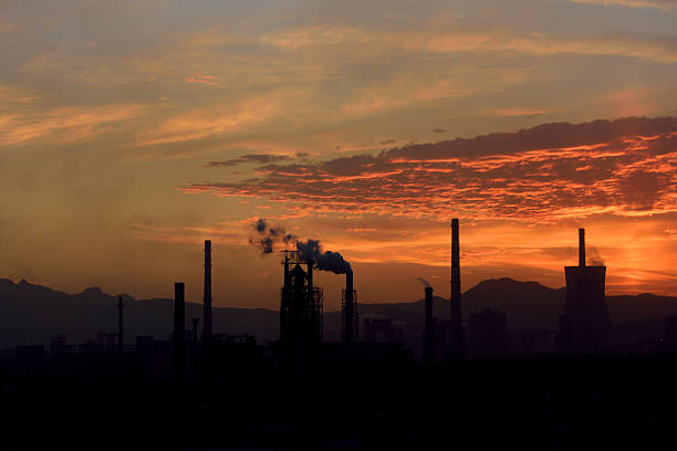 istock Iron and steel industry under the setting sun 598232266