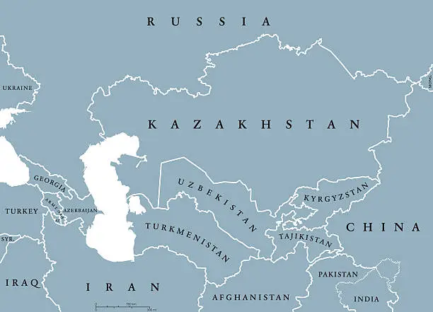 Vector illustration of Caucasus and Central Asia countries political map